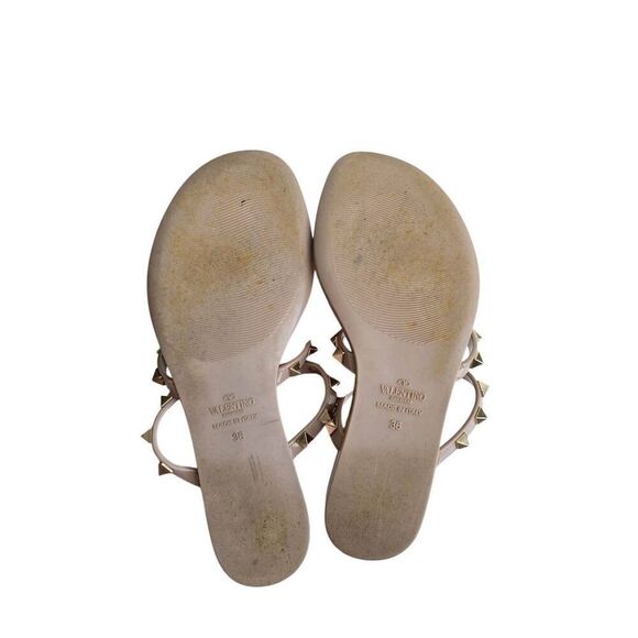 Valentino Garavani Rockstud Flat Sandal Poudre Made in Italy Size 6US - Picture 9 of 10
